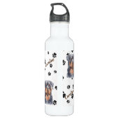 Bouteille D'eau Pawprint de chien Tan Rottweiler noir (Dos)