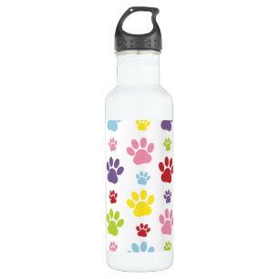 Bouteille D'eau Paws colorés, Motif Paw, Paws de chien, Empreintes