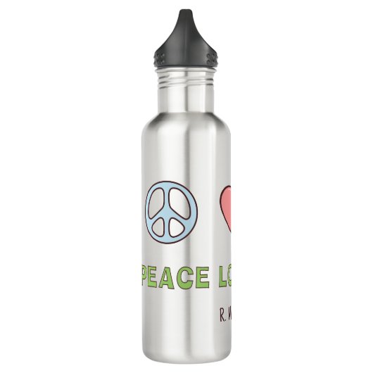 Bouteille D'eau Peace Love and Science with Custom Name (Gauche)