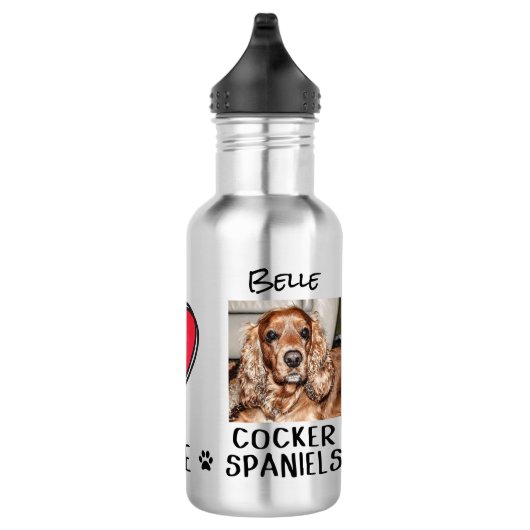 Bouteille D'eau Peace Love Cocker Espagnols Amoureux de les chiens (Droite)