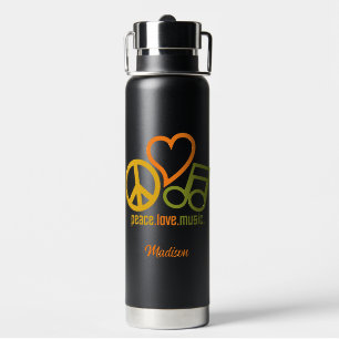 Bouteille D'eau Peace Love Music nom personnalisé