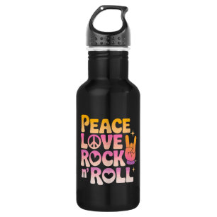 Bouteille D'eau Peace Love Rock n Roll - Typographie inspirée par