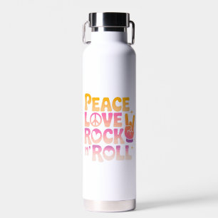 Bouteille D'eau Peace Love Rock n Roll - Typographie inspirée par
