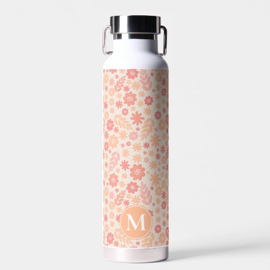 Bouteille D'eau Peach Airy Fleur sauvage Meadow Motif & Monogram (Avant)