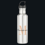 Bouteille D'eau Peach Fuzz Monogramme initial et nom cadeau<br><div class="desc">Peach Fuzz Monogramme Initial et nom Personnalisé</div>