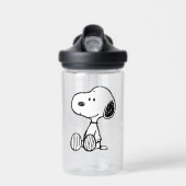 Bouteille D'eau PEANUTS | Snoopy on Black White Comics (Avant)