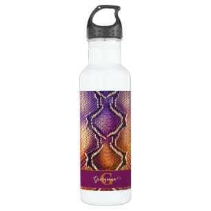 Bouteille D'eau Peau de serpent chatoyante en violet et or monogra