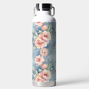 Bouteille D'eau Pêche et Flore bleue