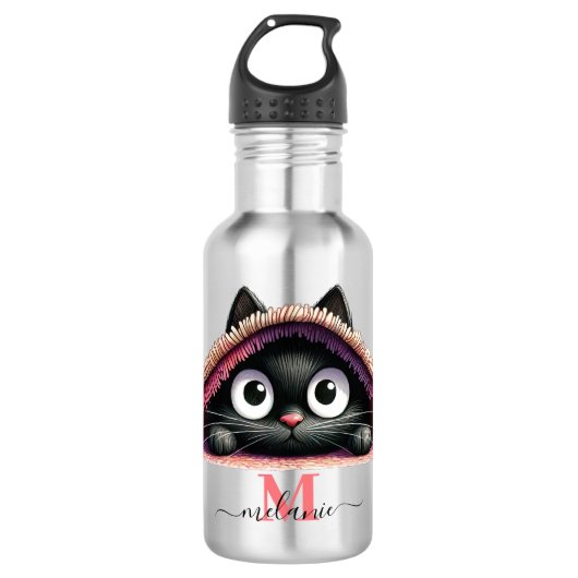 Bouteille D'eau Peek-a-Boo Kitten Script Name Monogram Girls' (Devant)