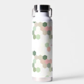 Bouteille D'eau Peigne géométrique rose et vert | Monogramme (Avant)