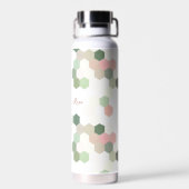 Bouteille D'eau Peigne géométrique rose et vert | Monogramme (Arrière)
