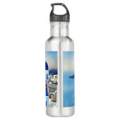 Bouteille D'eau Peinture aquarelle de Santorin Grèce (Dos)