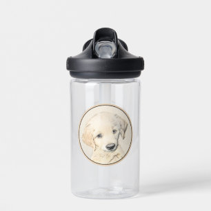Bouteille D'eau Peinture de chiot Golden Retriever - Art original 