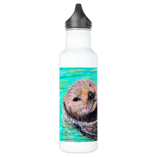 Bouteille D'eau Peinture de loutre de siège gonflable