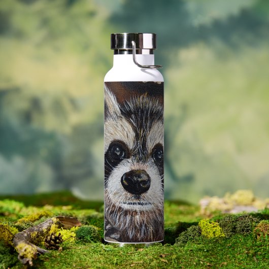Bouteille D'eau Peinture de Raton Laveur (Extérieur (pivotée))