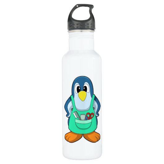 Bouteille D'eau Penguin coiffeur avec ciseaux et razor (Devant)