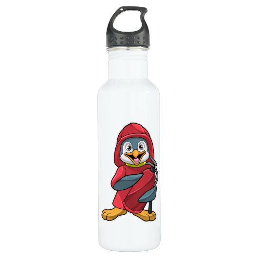 Bouteille D'eau Penguin comme pompier avec extincteur (Devant)