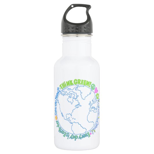 Bouteille D'eau Pensez au monde vert (Devant)