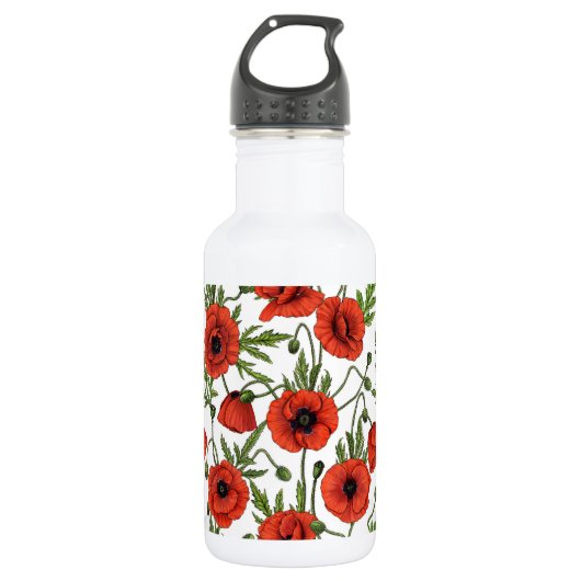 Bouteille D'eau Pépites, rouge et vert sur blanc (Devant)
