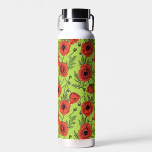 Bouteille D'eau Pépites, rouge et vert sur le vert citron