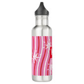 Bouteille D'eau Peppermint Candy Stripes Monogramme Nom Pilier (Gauche)