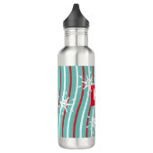 Bouteille D'eau Peppermint Candy Stripes Nom du monogramme Stainle (Gauche)