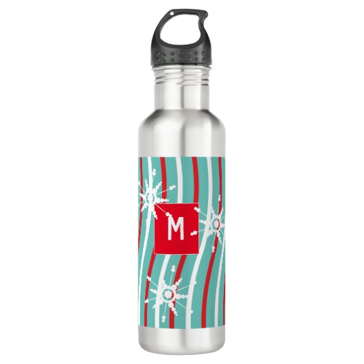 Bouteille D'eau Peppermint Candy Stripes Nom du monogramme Stainle (Devant)