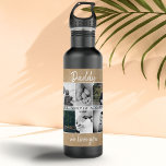 Bouteille D'eau Père avec enfants et famille papa 6 Photo Collage<br><div class="desc">Père avec Enfants et Famille Papa 6 Photo Collage bouteille en acier inoxydable. Collage de 6 photos, nom du père avec un doux message dans un script blanc tendance et noms d'enfants qui superposent les photos. L'arrière - plan est du vieux papier rustique. Ajoutez vos 6 photos de famille préférées....</div>