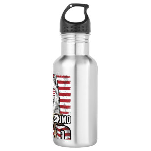 Bouteille D'eau Père Esquimau Américain Patriotique Chien Vintage