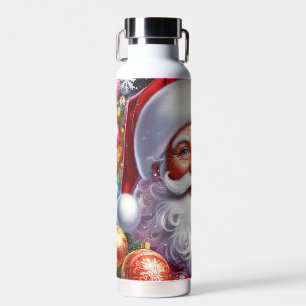 Bouteille D'eau Père Noël classique avec présent & ornements