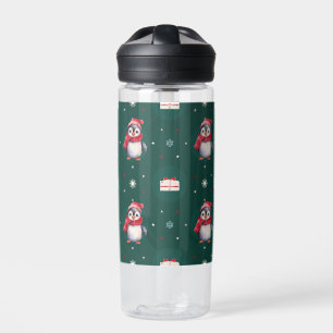 Bouteille D'eau Père Noël pingouin vert motif joyeux Noël