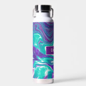 Bouteille D'eau Personalisé Violet, Turquoise Turquoise Fluid Art (Avant)