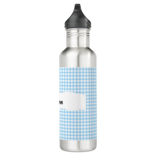 Bouteille D'eau Personalized Blue Gingham Pattern & Custom Name (Droite)