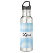 Bouteille D'eau Personalized Blue Gingham Pattern & Custom Name (Devant)