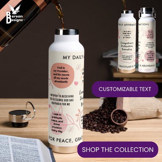Bouteille D'eau Personalized Christian Daily Affirmations Quotes