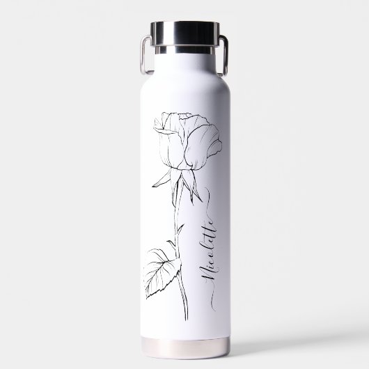 Bouteille D'eau Personalized Floral Flower Name Elegant Script (Avant)