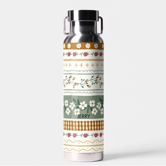 Bouteille D'eau Personalized Floral Pattern Water Bottle with Name (Avant)