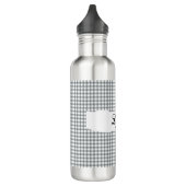 Bouteille D'eau Personalized Gray Gingham Pattern & Custom Name (Gauche)
