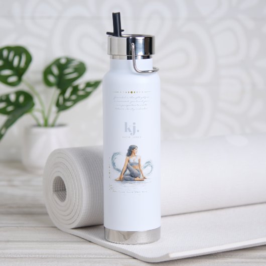 Bouteille D'eau Personalized Illustrated Aquarius Zodiac Quote (Yoga (pivotée))