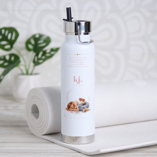 Bouteille D'eau Personalized Illustrated Cancer Zodiac Quote (Yoga (pivotée))