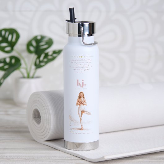 Bouteille D'eau Personalized Illustrated Libra Zodiac Quote (Yoga (pivotée))