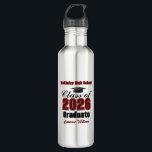 Bouteille D'eau Personalized Maroon Class of 2026 Graduation<br><div class="desc">Customize your own maroon and black high school Class of 2026 graduate stainless steel water bottle for a high school or college graduation party. Cool varsity letters for the year on a great custom commemorative keepsake for seniors.</div>