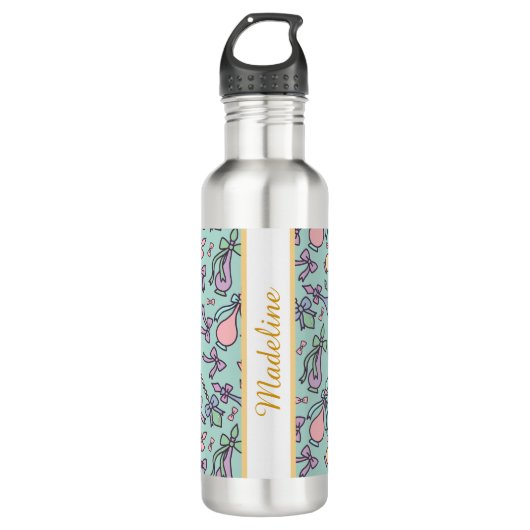 Bouteille D'eau Personalized Pastel Girly Cute Name Green Teal (Devant)