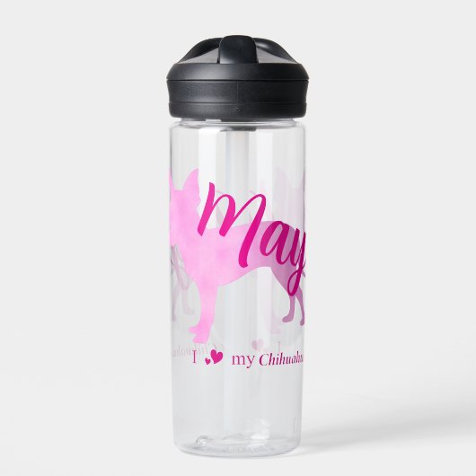 Bouteille D'eau Personalized Pastel Pink Chihuahua Water Bottle (Extérieur)