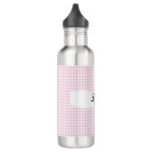 Bouteille D'eau Personalized Pink Gingham Pattern & Custom Name (Gauche)