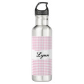 Bouteille D'eau Personalized Pink Gingham Pattern & Custom Name (Devant)