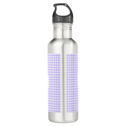 Bouteille D'eau Personalized Purple Gingham Pattern & Custom Name (Dos)
