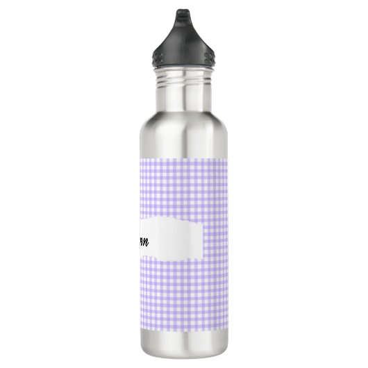 Bouteille D'eau Personalized Purple Gingham Pattern & Custom Name (Droite)