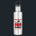 Bouteille D'eau Personalized Red Class of 2026 Graduation<br><div class="desc">Customize your own red high school Class of 2026 graduate water bottle for a high school or college graduation party. Cool varsity letters for the year on a great custom commemorative keepsake for seniors.</div>