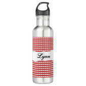 Bouteille D'eau Personalized Red Gingham Pattern & Custom Name (Devant)